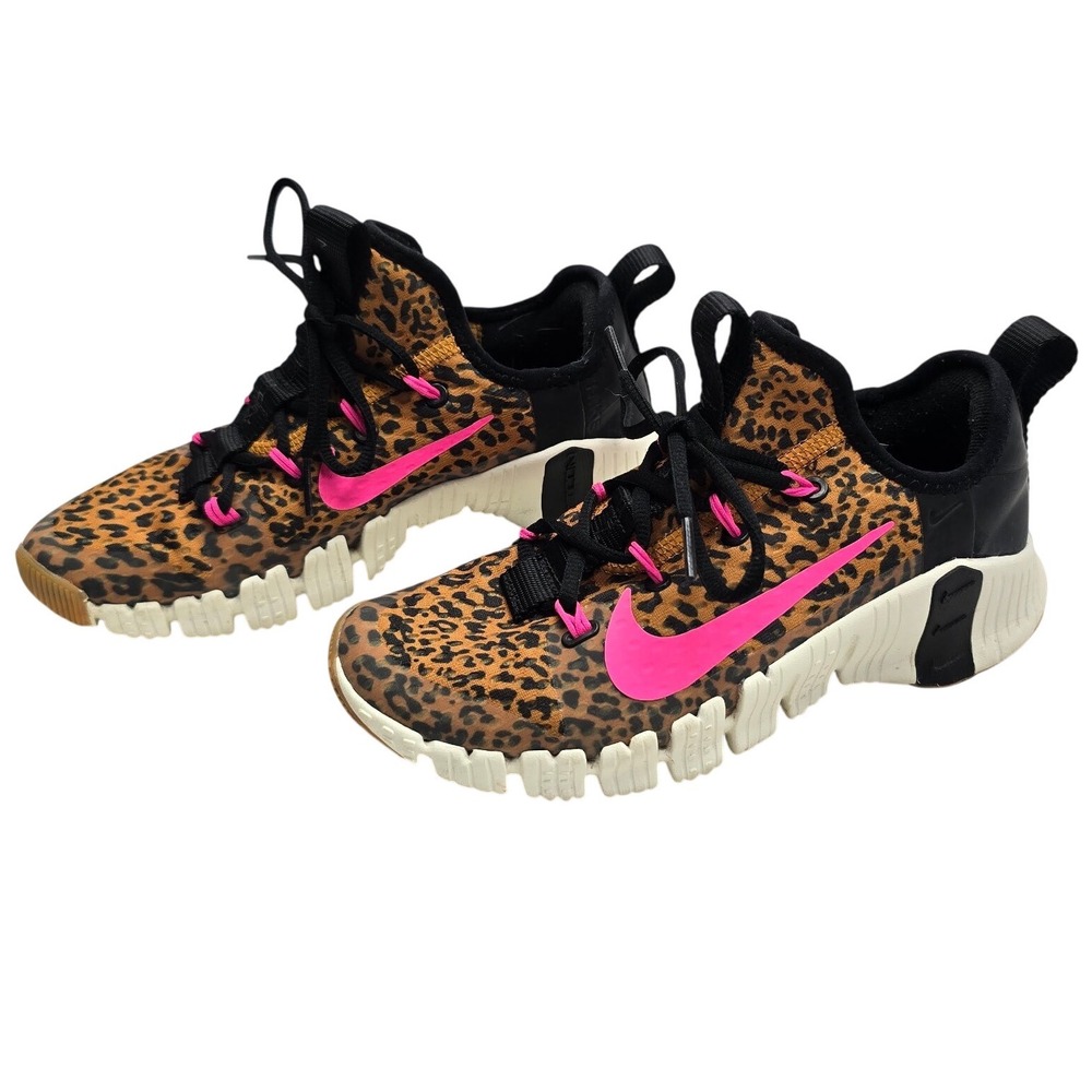 Nike Free Metcon 3 Leopard Print Training Shoes Pink Black Womens 6 - Picture 2 of 8